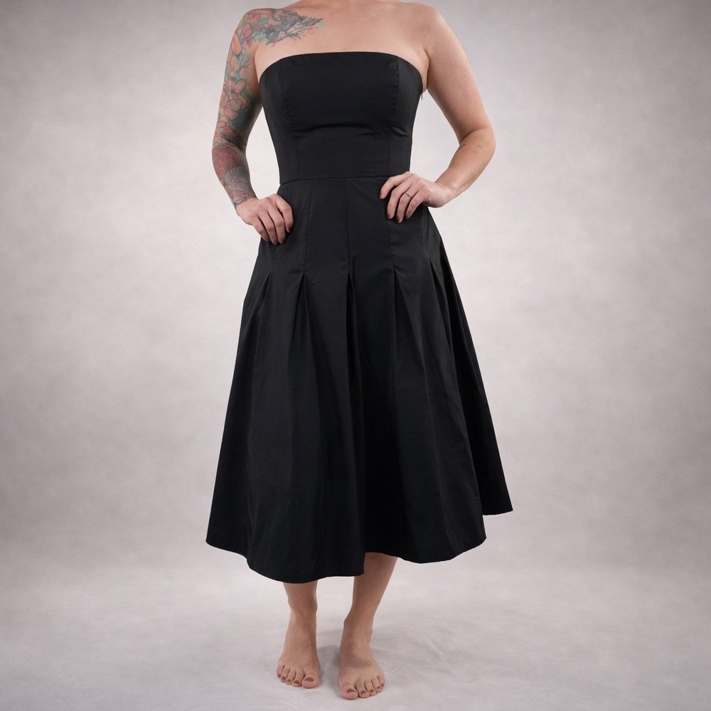 BCBGMAXAZRIA Y2K Black Strapless Dress 90s Minimalist Quiet Luxury Size 6